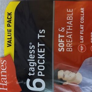 Mens Hanes Tagless Pocket T's 3XL Value Pack of 5